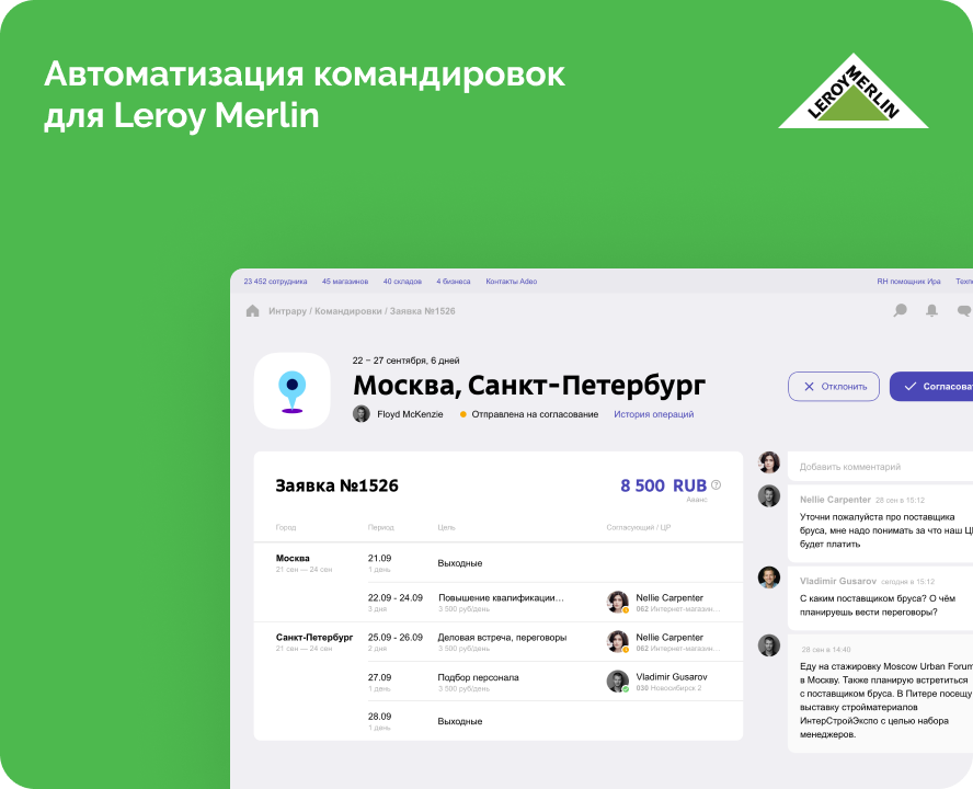 Автоматизация командировок Leroy Merlin